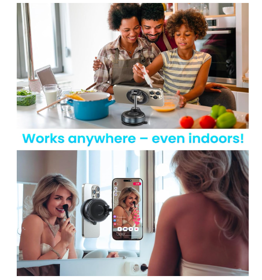 Magnetic Suction Cup Phone Mount for Magsafe, 360° Adjustable Magnetic Car Phone Holder, Pocket Size Foldable Car Mount, Cell Phone Holders