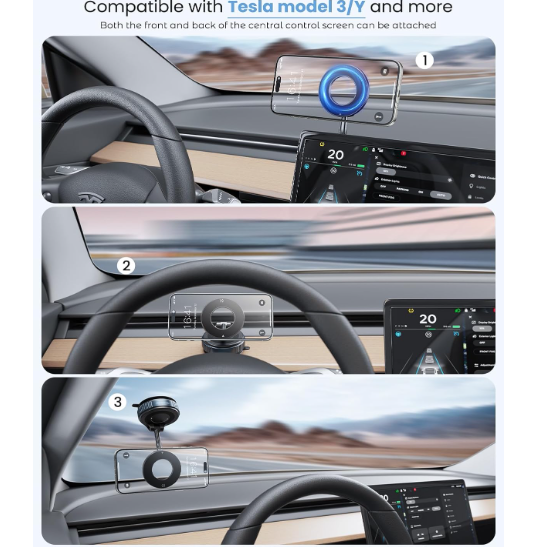 Magnetic Suction Cup Phone Mount for Magsafe, 360° Adjustable Magnetic Car Phone Holder, Pocket Size Foldable Car Mount, Cell Phone Holders