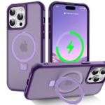 Magnetic Compatible with iPhone 14 Pro Max Case with Stand [Military Grade Drop Tested][Compatible with Magnet] Ring Translucent Slim Hard Back Soft Edge,