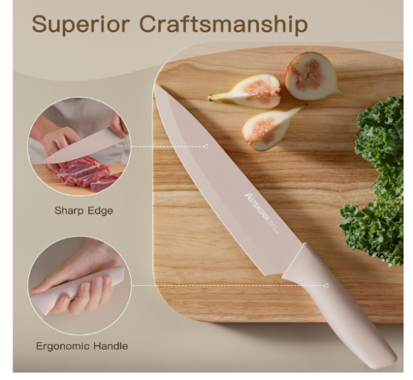 13 Pieces Kitchen Knives Set with Healthy Anti-Rust Coating, Dishwasher Safe, Stainless Steel Chef Knife Sets with 6 Blade Guards, Perfect Holiday Gifts for Kitchen