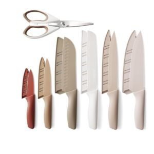 13 Pieces Kitchen Knives Set with Healthy Anti-Rust Coating, Dishwasher Safe, Stainless Steel Chef Knife Sets with 6 Blade Guards, Perfect Holiday Gifts for Kitchen