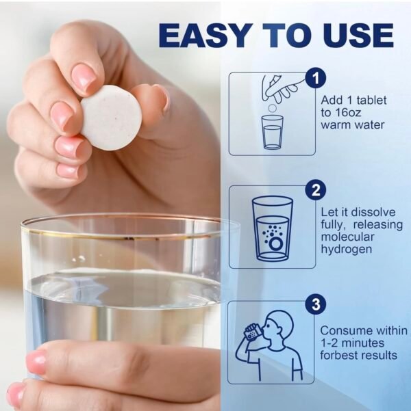 Molecular Hydrogen Tablets (12 PPM) - 120 Count High Potency H2 Supplement with Magnesium - Fast Dissolving Hydrogen Water