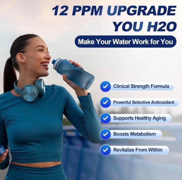 Molecular Hydrogen Tablets (12 PPM) - 120 Count High Potency H2 Supplement with Magnesium - Fast Dissolving Hydrogen Water